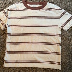 Cat & Jack Cream and Brown Striped Short Sleeve Tee